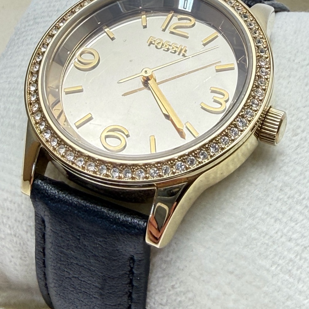 Fossil Gold-Tone Watch with Black Strap - Picture 3 of 7